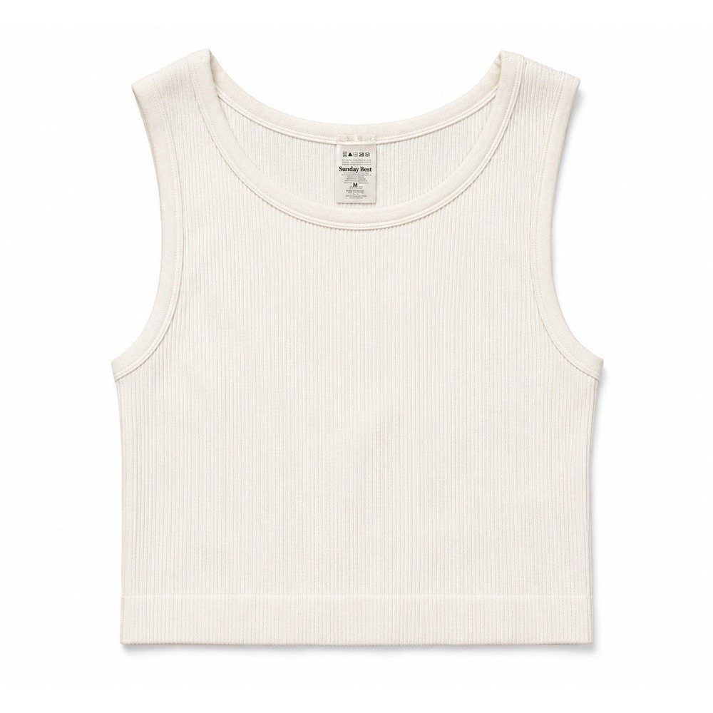 Sunday Best Tank Top M Off White Ribbed Cropped Scoop Neck Seamless Aritzia
